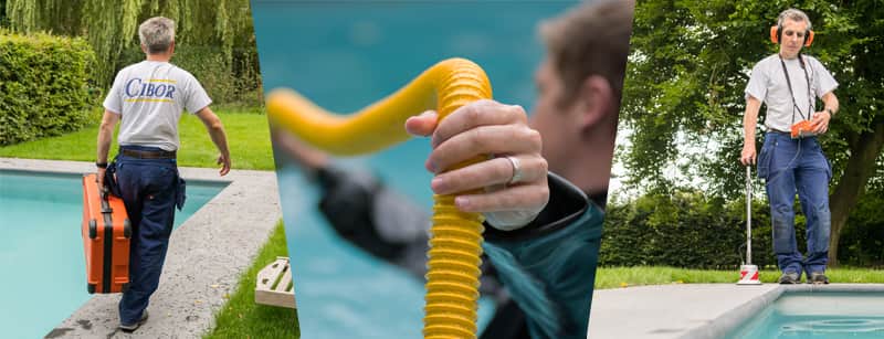 Opsporen van lekken in zwembaden, vijvers en waterbekkens